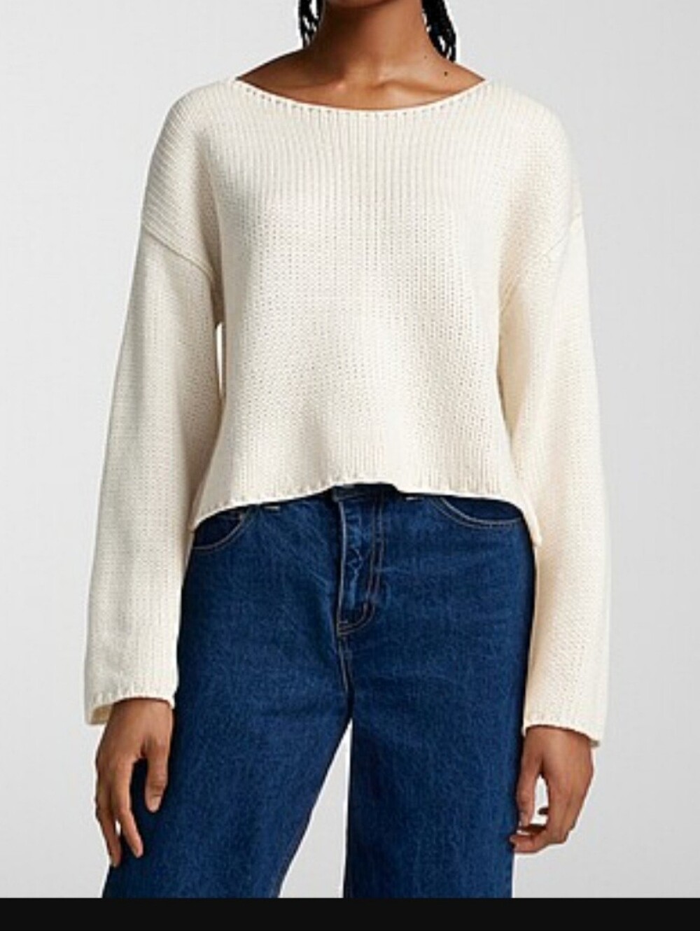 Le Lis Cream Boat Neck Knit Sweater